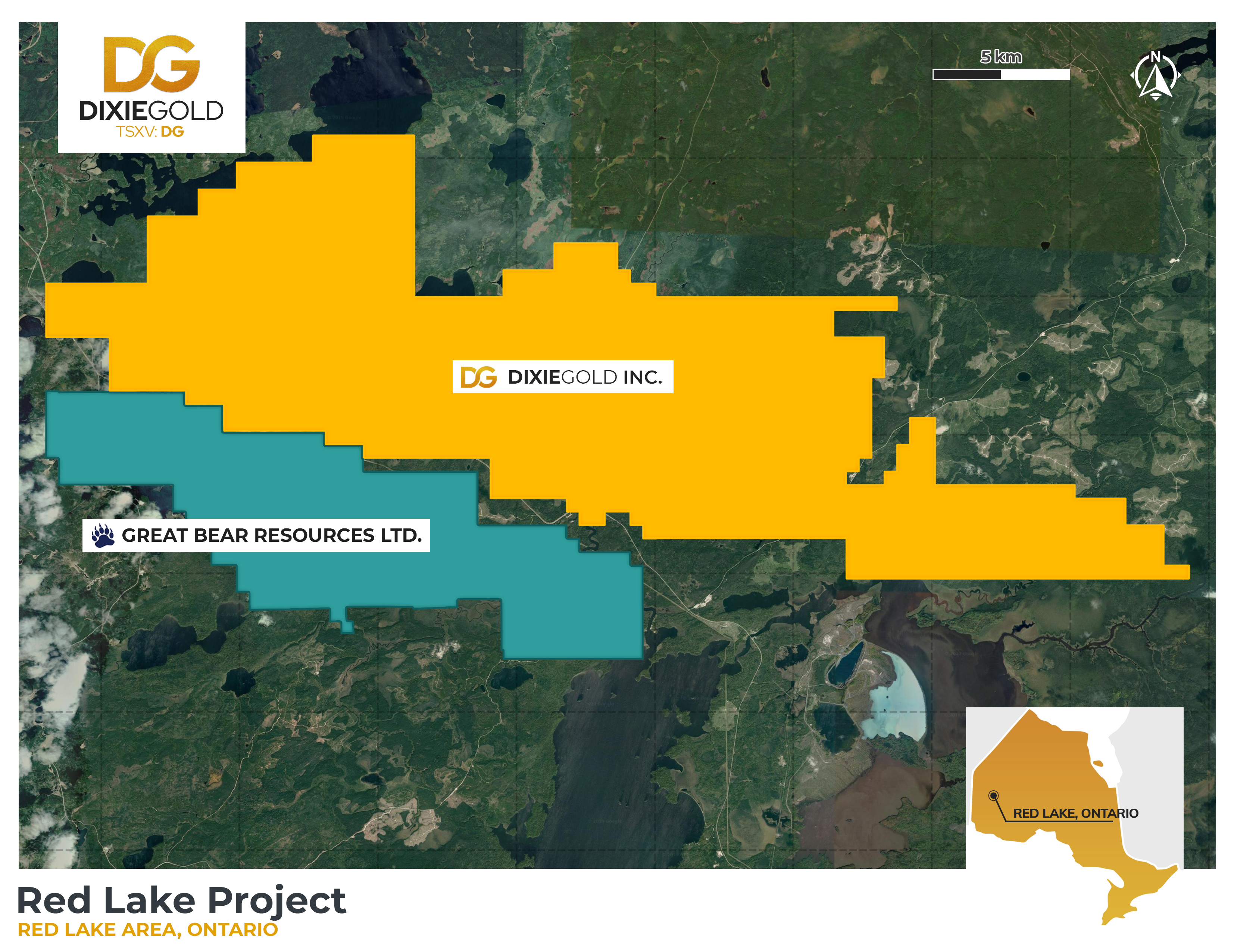 Figure 1: Dixie Gold Inc. - Claim Map of the Red Lake Gold Project